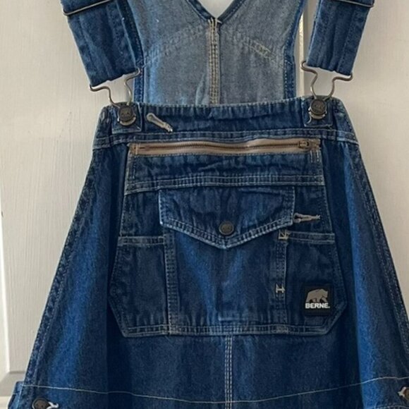 Berne Men's Heritage Unlined Washed Denim Bib Farm-House Chore Overalls Sz 48x32 - Picture 3 of 11